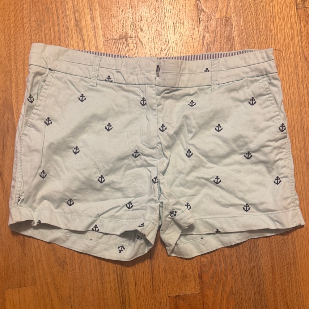 British Khaki Light Gray Anchor Print Women's Shorts